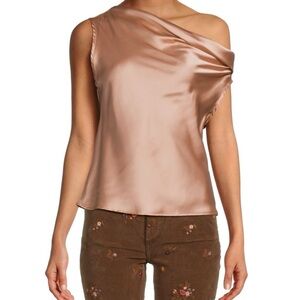Renee C. Asymmetrical Rose Gold Blouse